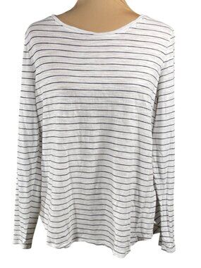 Banana Republic Malibu Tee Long Sleeve Size XL Stripe Black White Cotton Modal